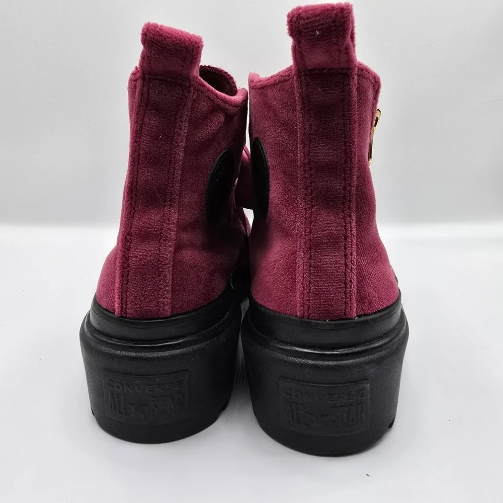 Converse Platform High Top Sneaker Boots Velvet Ribbon Laces‎ Side Zip US 6